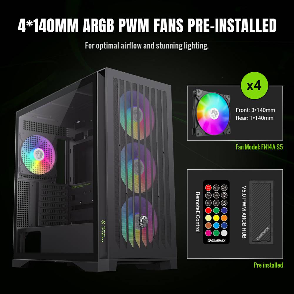 GAMEMAX LEADER 2 BK ATX Gaming Case - Image 5