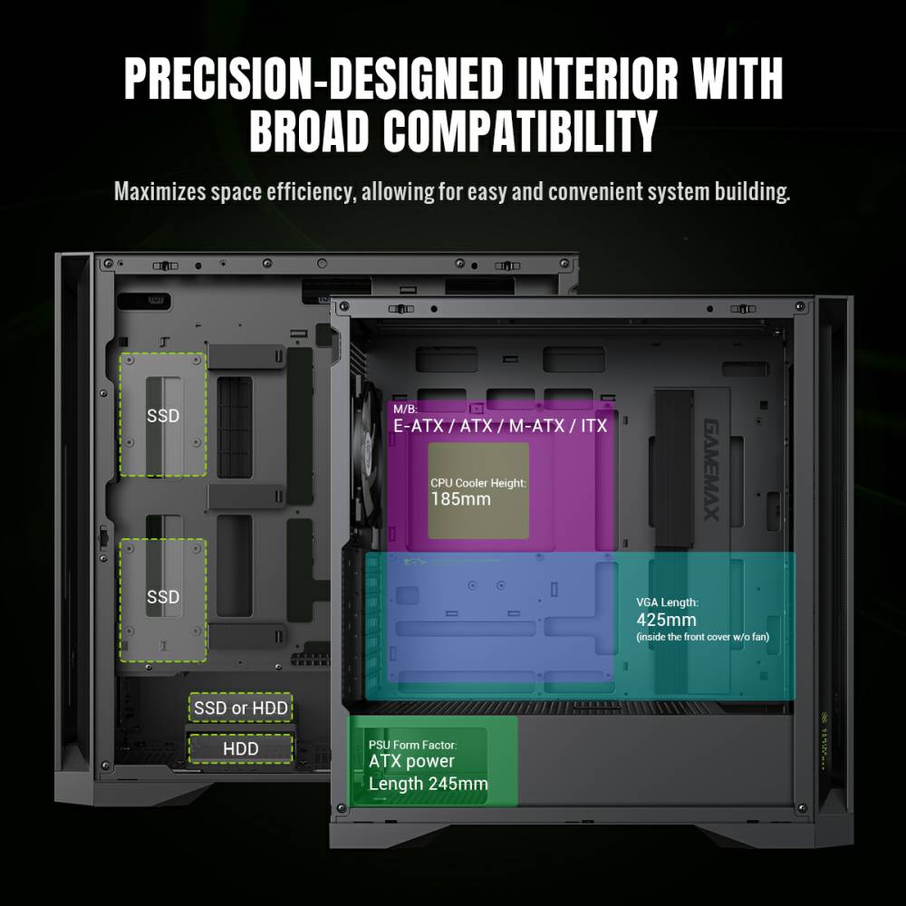 GAMEMAX LEADER 2 BK ATX Gaming Case - Image 8
