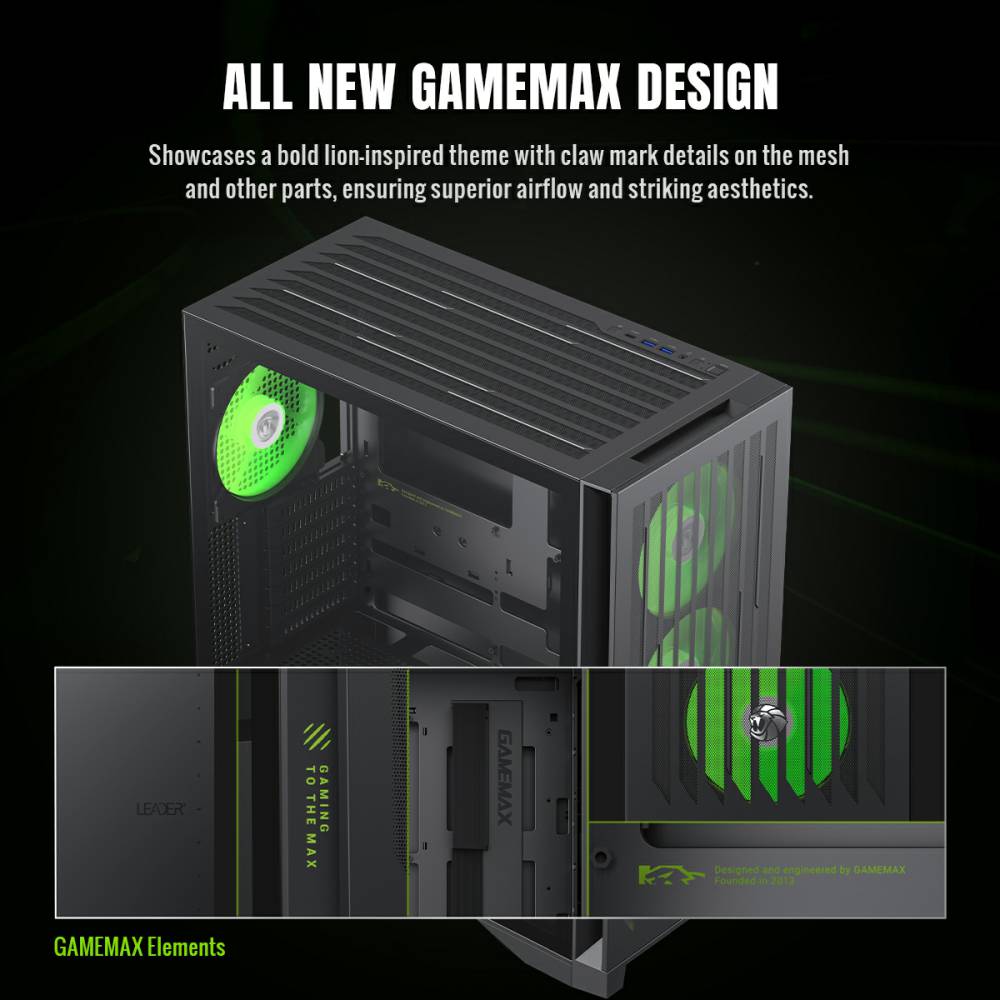 GAMEMAX LEADER 2 BK ATX Gaming Case - Image 6