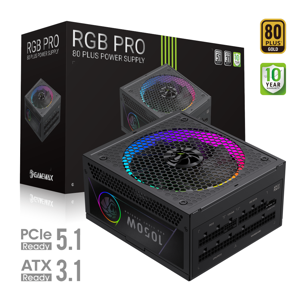 GAMEMAX RGB PRO 1050G 1050W 80 PLUS Gold Power Supply