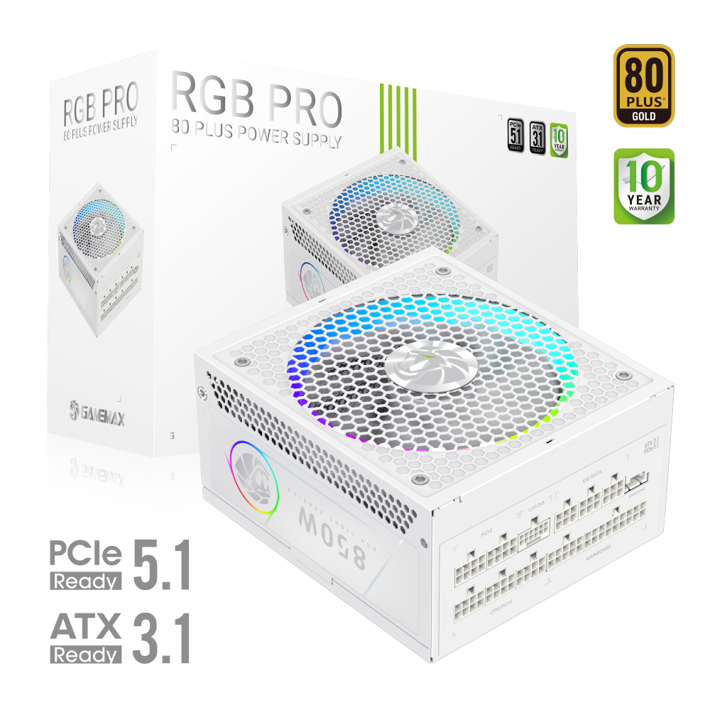 GAMEMAX RGB PRO 850G WH 850W 80 PLUS Gold Power Supply