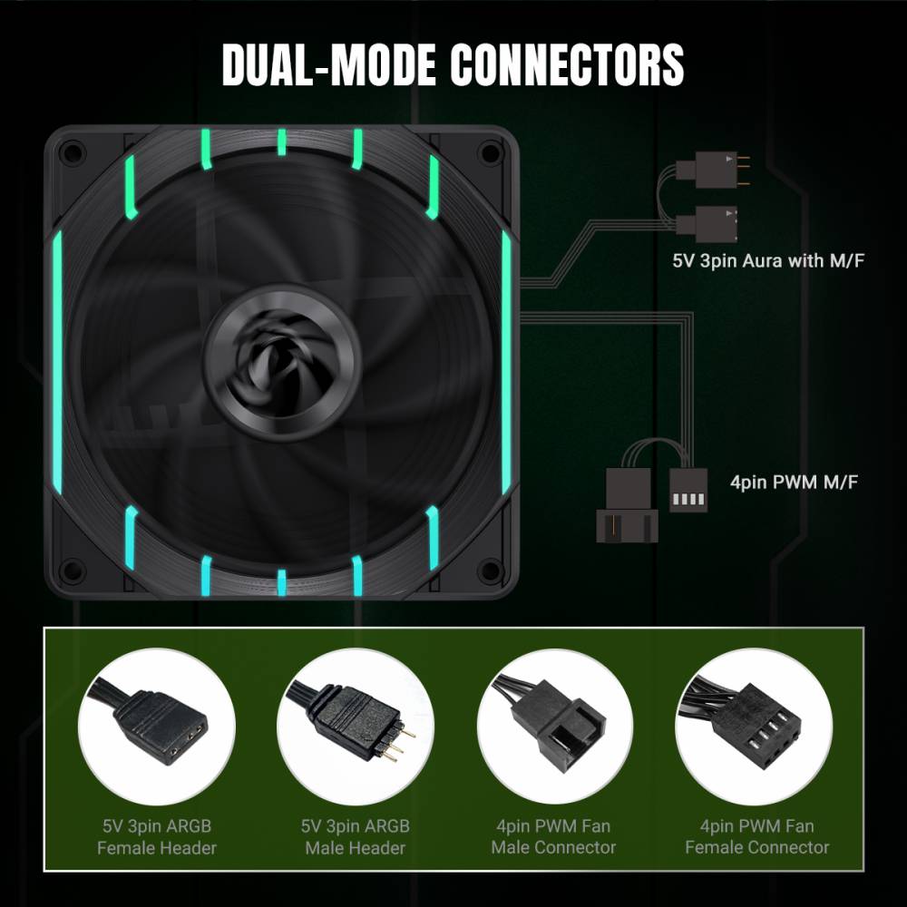 GAMEMAX Tornado T12 ARGB 120mm PWM Case Fan, 2200 RPM – Black - Image 11